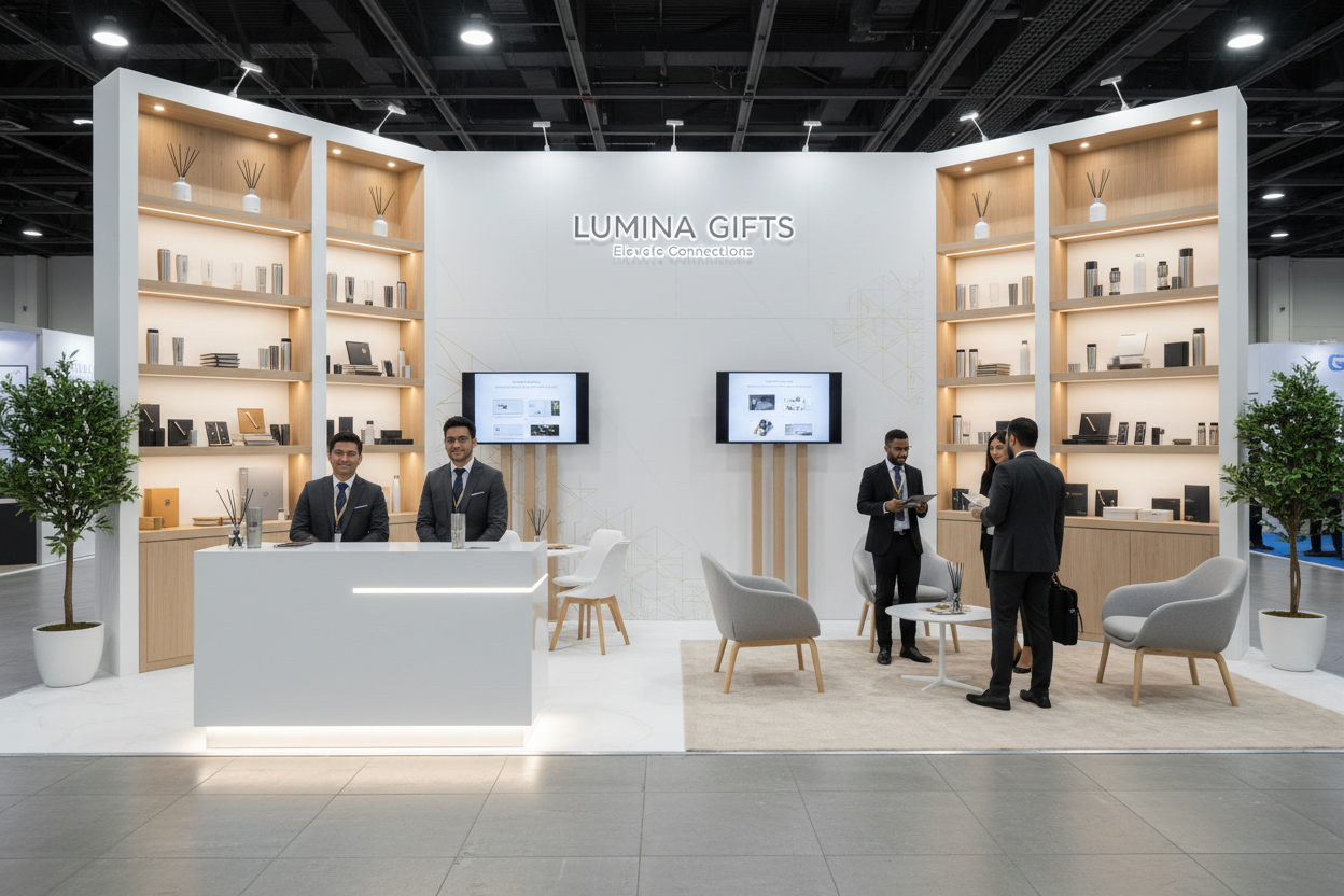 beursstand wit op beurs