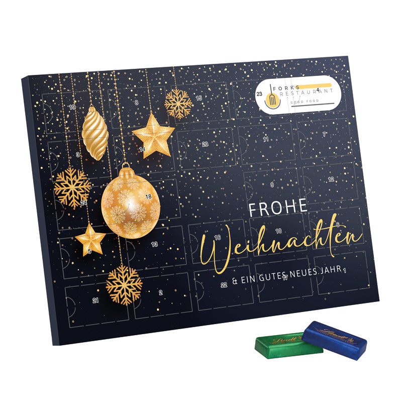 adventskalender blauw met lindt chocolade