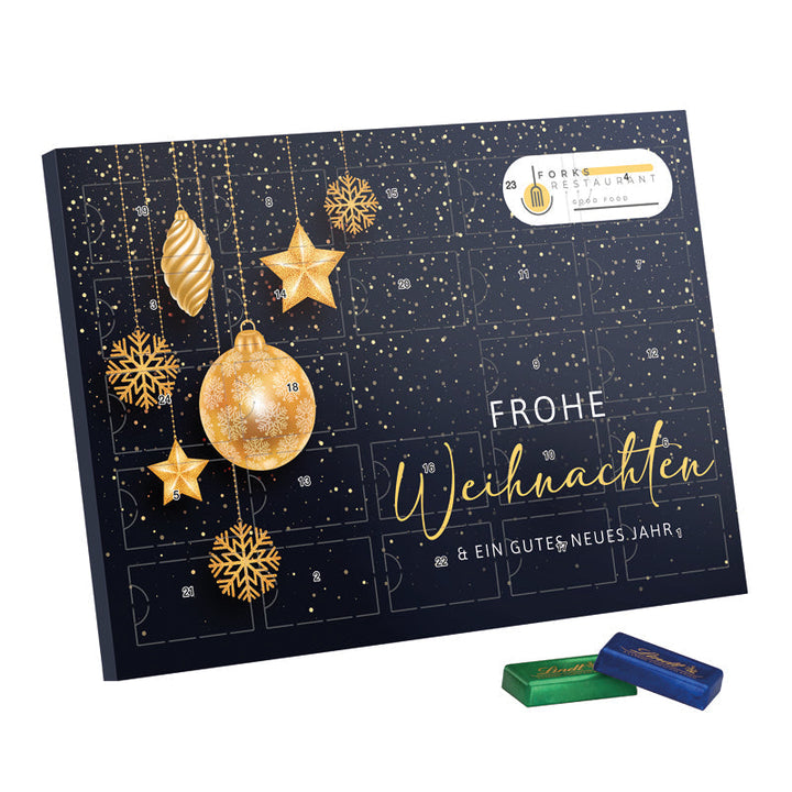 adventskalender blauw met lindt chocolade