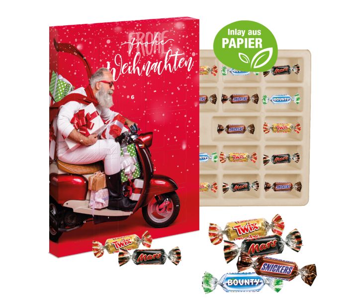 rode adventskalender met snickers