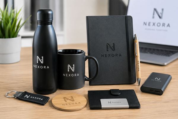 verschillende relatiegeschenken in zwart