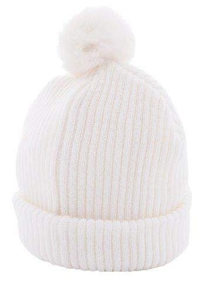 Gebreide beany muts met pompoen in wit en zwart zwart onbedrukt 4263