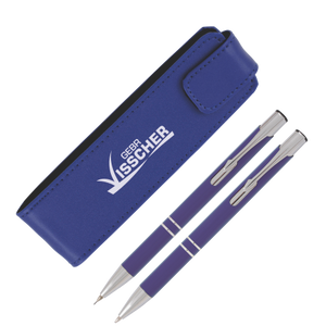ARUBA pennenset met 1 balpen en 1 vulpotlood donkerblauw 2 kleuren 865