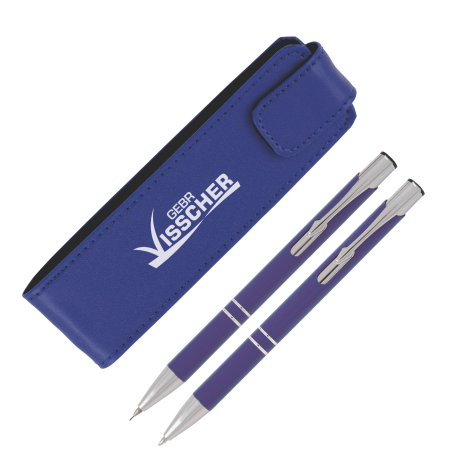 ARUBA pennenset met 1 balpen en 1 vulpotlood donkerblauw 2 kleuren 865
