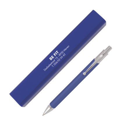 BONAIRE doosje met 1 balpen donkerblauw 2 kleuren 1702