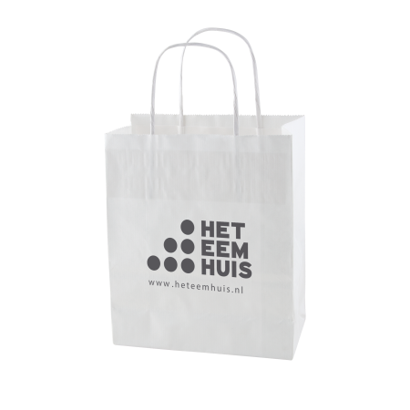 Papieren tas wit en bruin 180x220x80 mm  sample