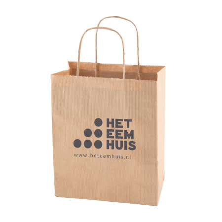 Papieren tas wit en bruin 180x220x80 mm  sample