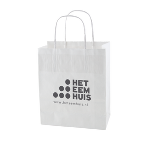 Papieren tas wit en bruin M wit 2 kleuren 9070