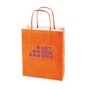 Papieren tas gekleurd M donkergroen 2 kleuren 9003