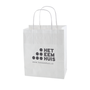 Papieren tas L wit en bruin wit 2 kleuren 9041