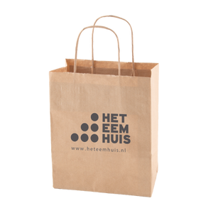 Papieren tas L wit en bruin wit onbedrukt 9042
