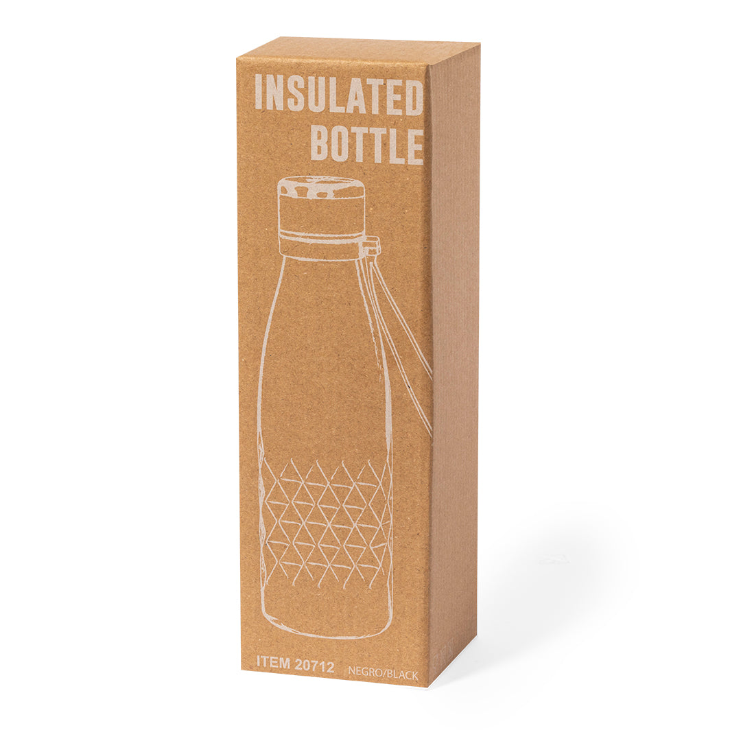 Geïsoleerde fles Hexor zwart Graveren