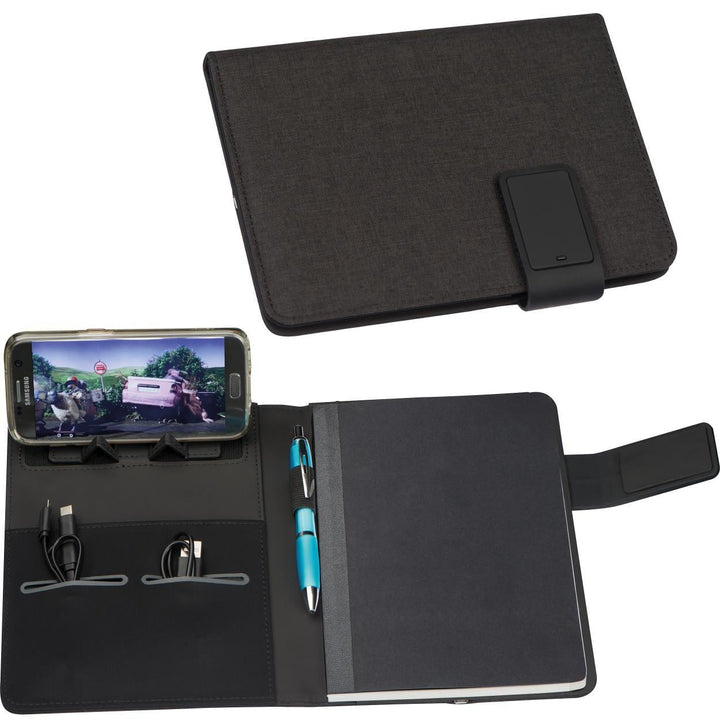 Notitieboek DIN A5 met ge&iuml;ntegreerde powerbank sample