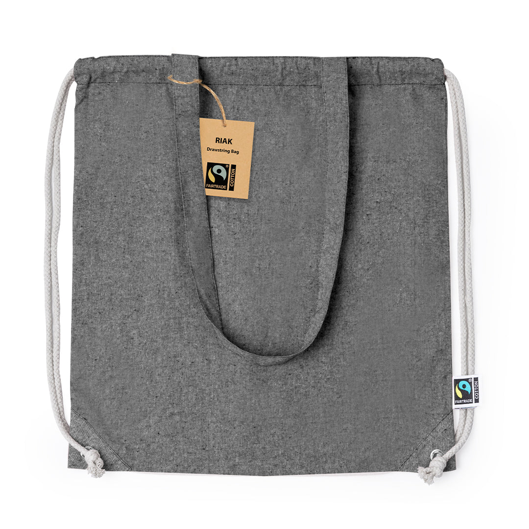 Trekkoordtas Riak Fairtrade naturel 2 kleuren