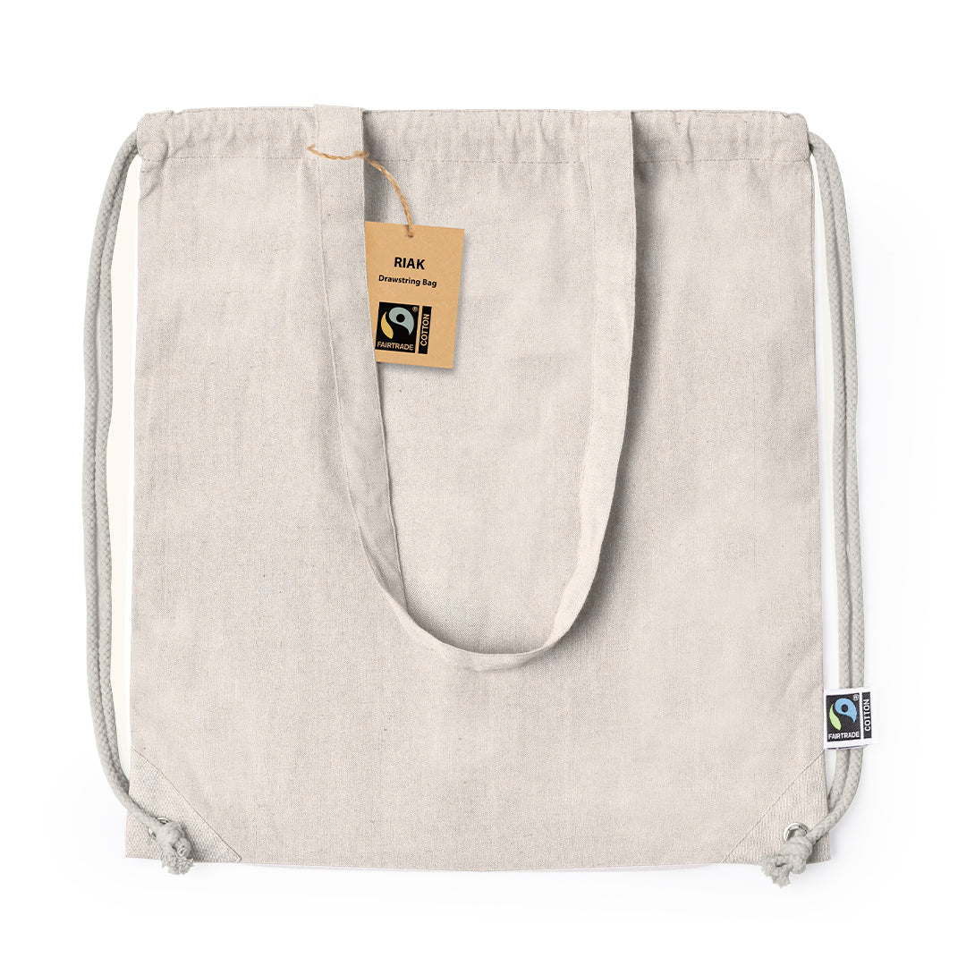 Trekkoordtas Riak Fairtrade blauw 2 kleuren