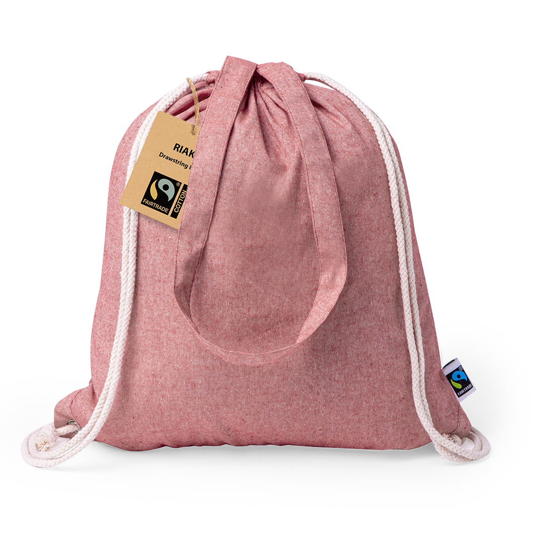 Trekkoordtas Riak Fairtrade rood 2 kleuren