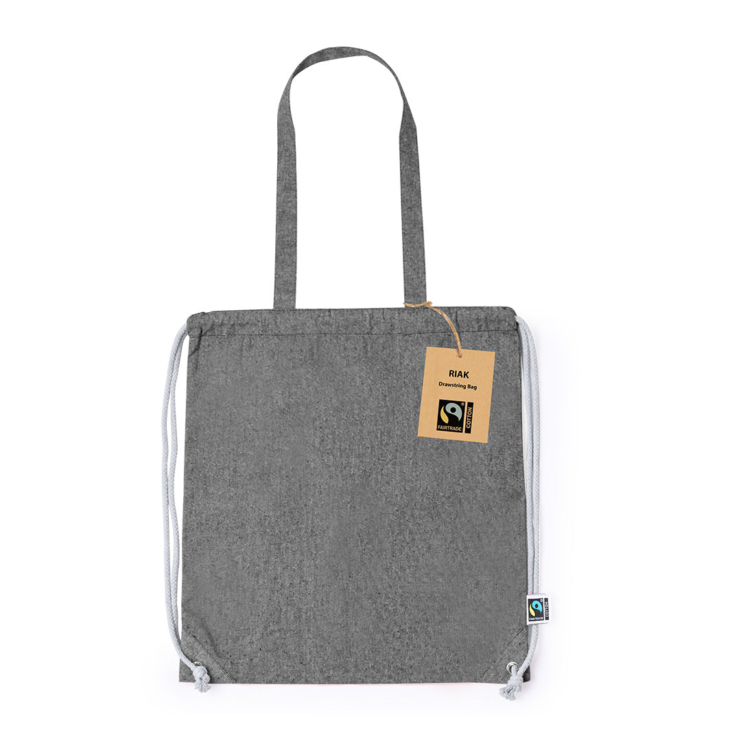 Trekkoordtas Riak Fairtrade zwart 1 kleur
