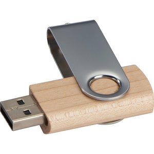 USB-stick twist van hout, licht bedrukken