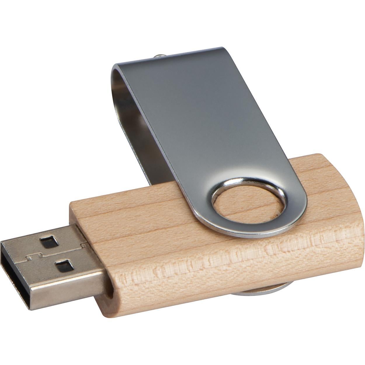 USB-stick twist van hout, licht bedrukken