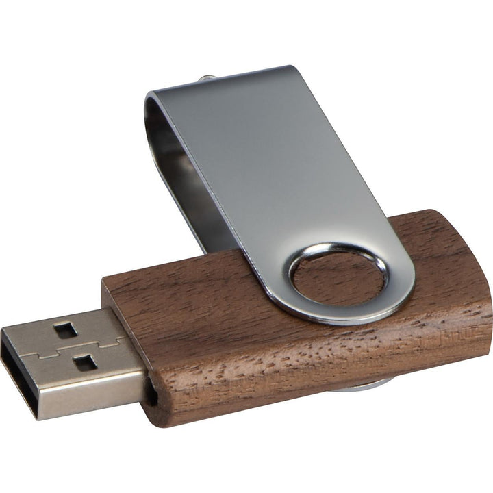 USB-stick twist van hout, donker bedrukken