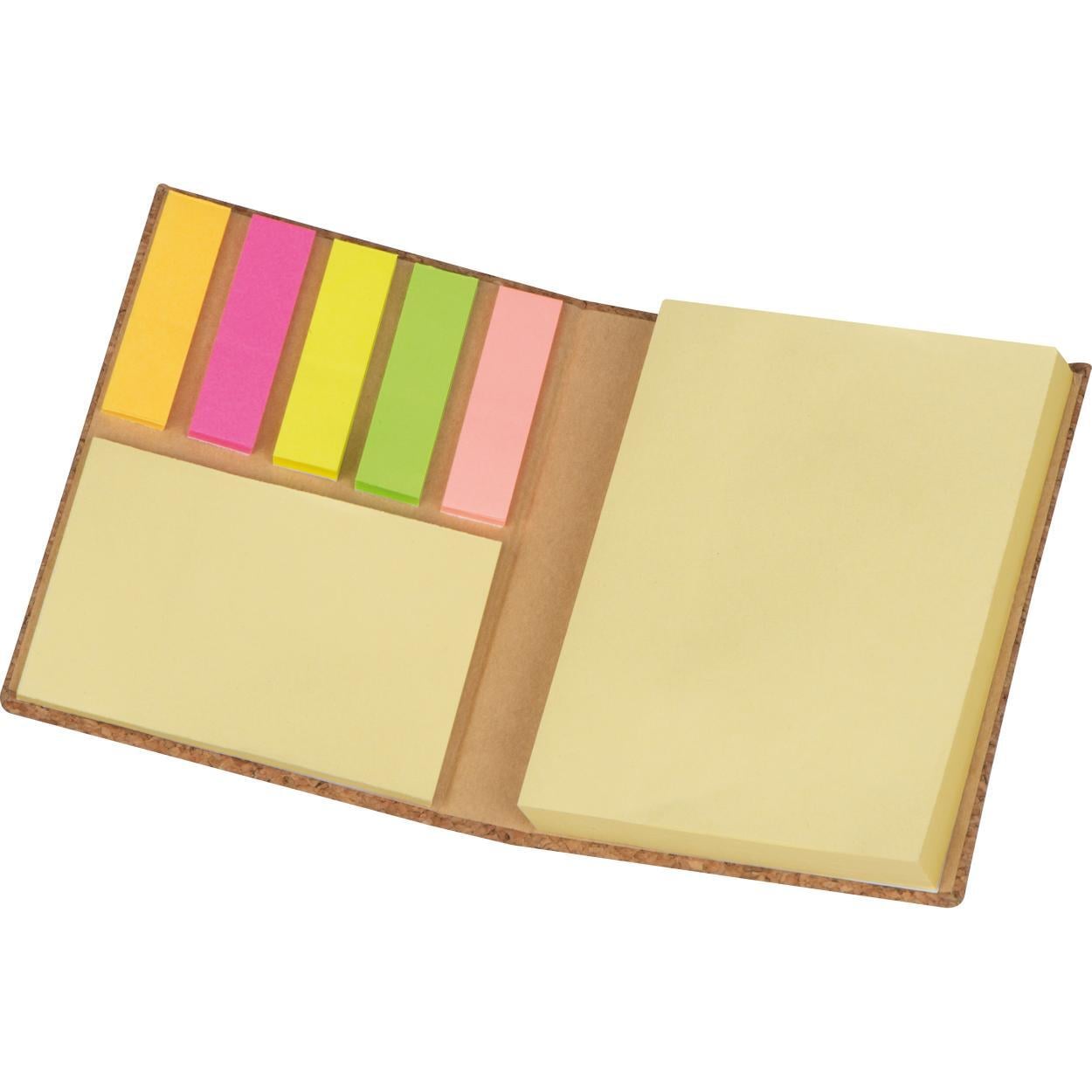 Notitieboekje met memovelletjes en kurkomslag sample