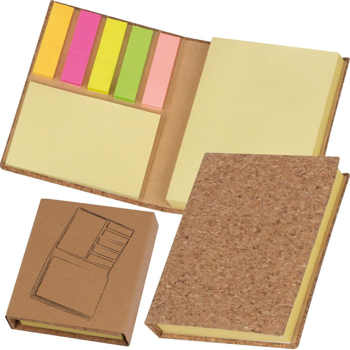 Notitieboekje met memovelletjes en kurkomslag sample