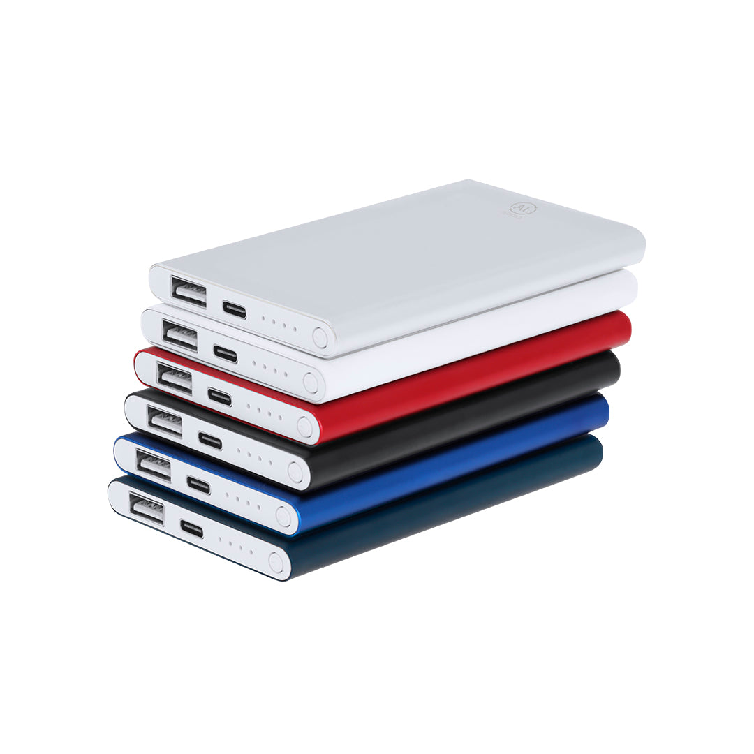 Powerbank Backen donkerblauw Graveren