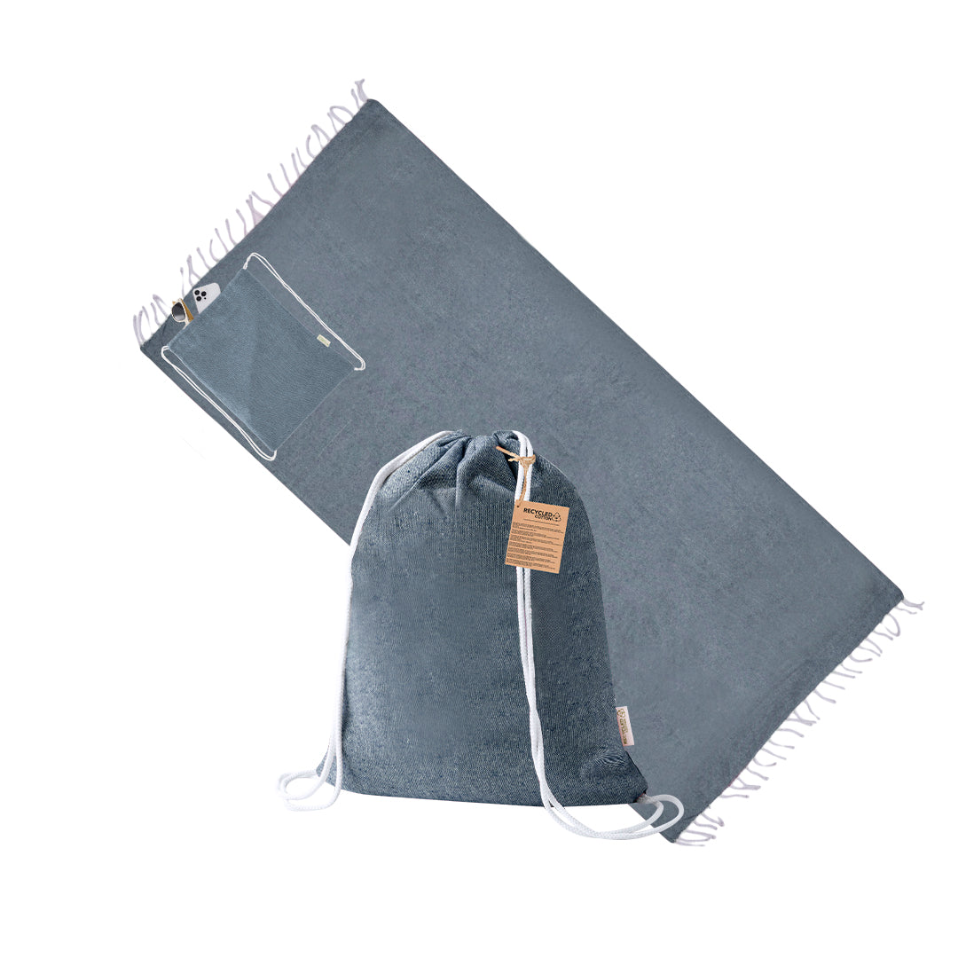 Pareo met trekkoord van Borinex donkerblauw 1 kleur