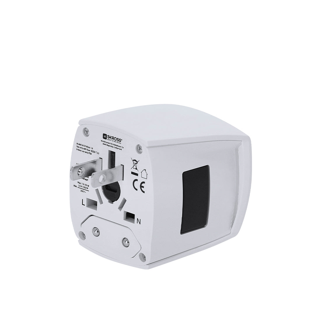 Reisadapter Bekor wit 2 kleuren