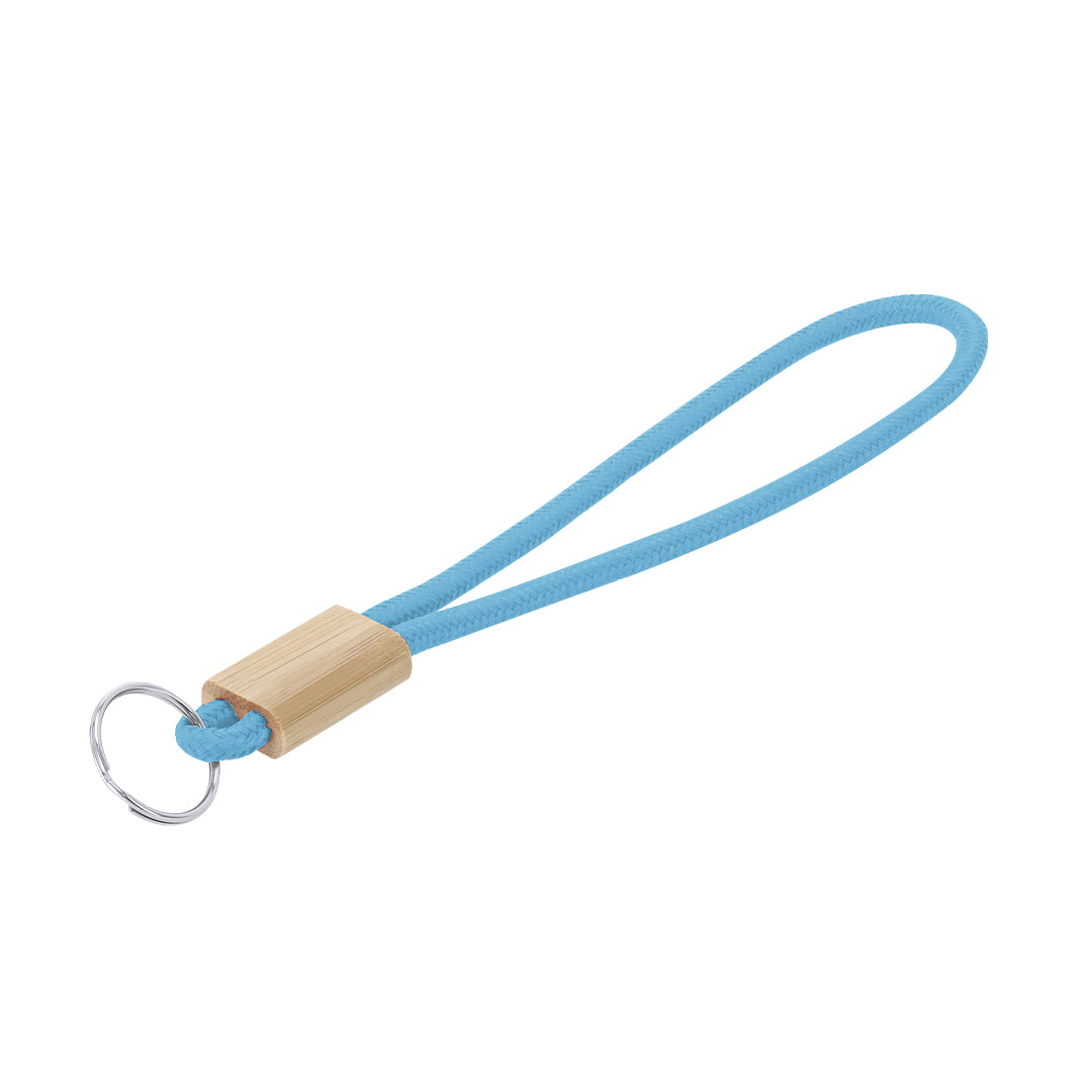 Sleutelhanger van walnoothout donkerblauw Graveren