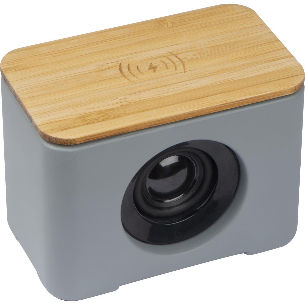 Bluetooth luidspreker met draadloze oplader uit Limestone cement bedrukken