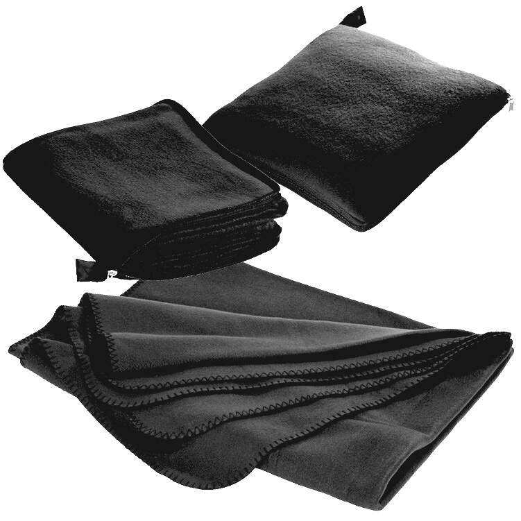 2 in 1 fleece deken/ kussen Radcliff zwart onbedrukt 37