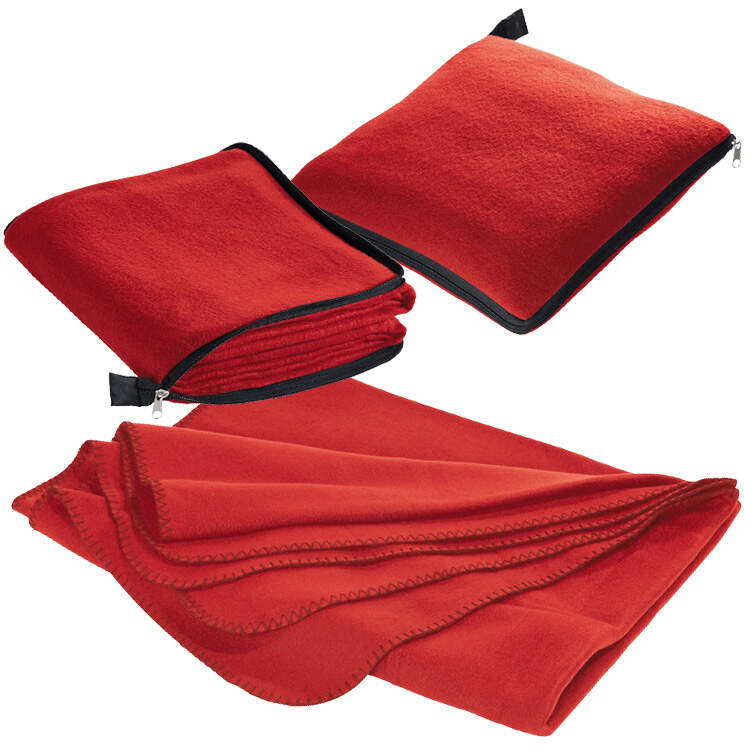 2 in 1 fleece deken/ kussen Radcliff rood Borduren 35