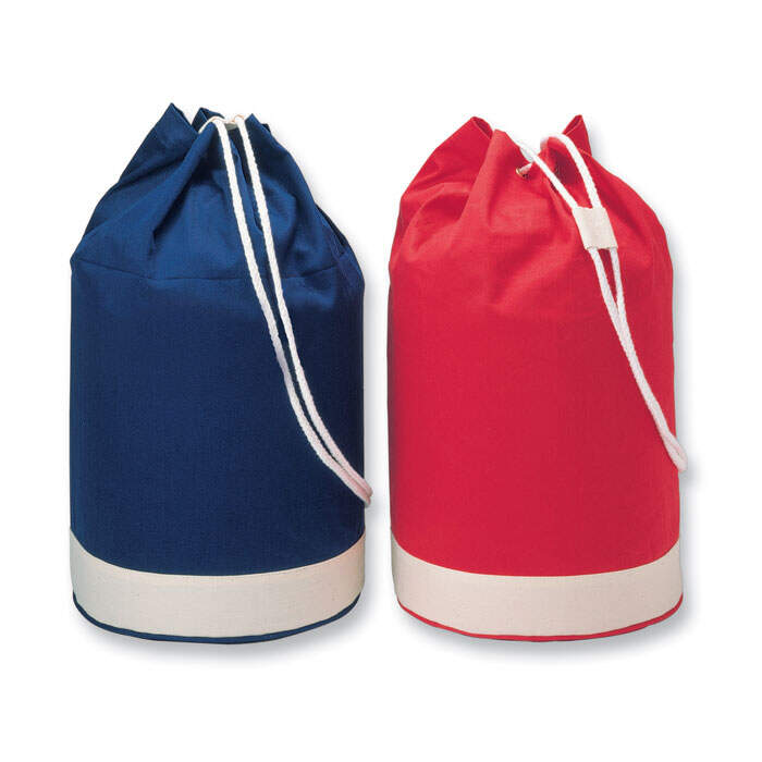 Katoenen strandtas in blauw of rood bedrukken