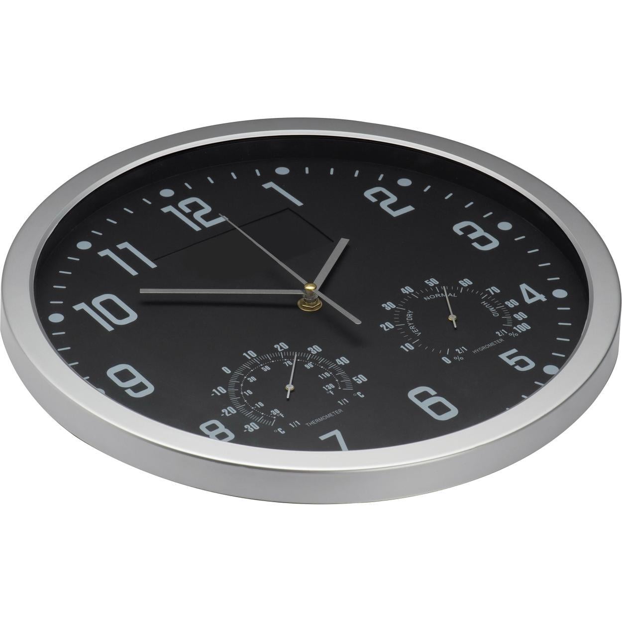 Wandklok met thermometer en hygrometer blauw 1 kleur 13187