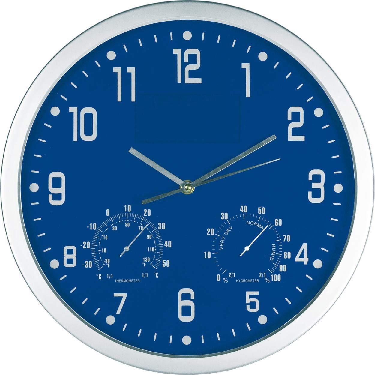 Wandklok met thermometer en hygrometer wit 1 kleur 13190