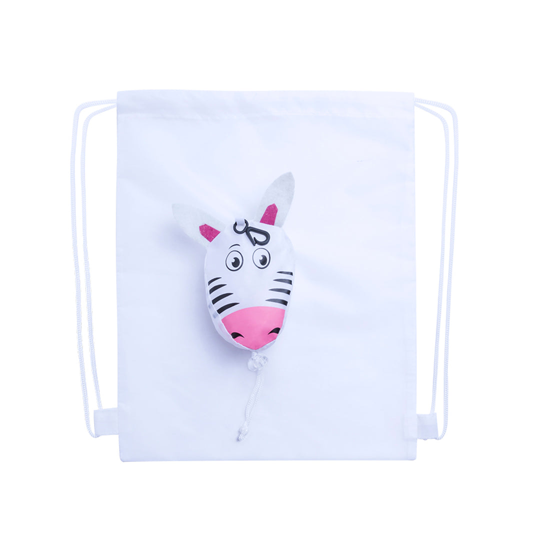 Opvouwbare tas met trekkoord Kissa wit 1 kleur