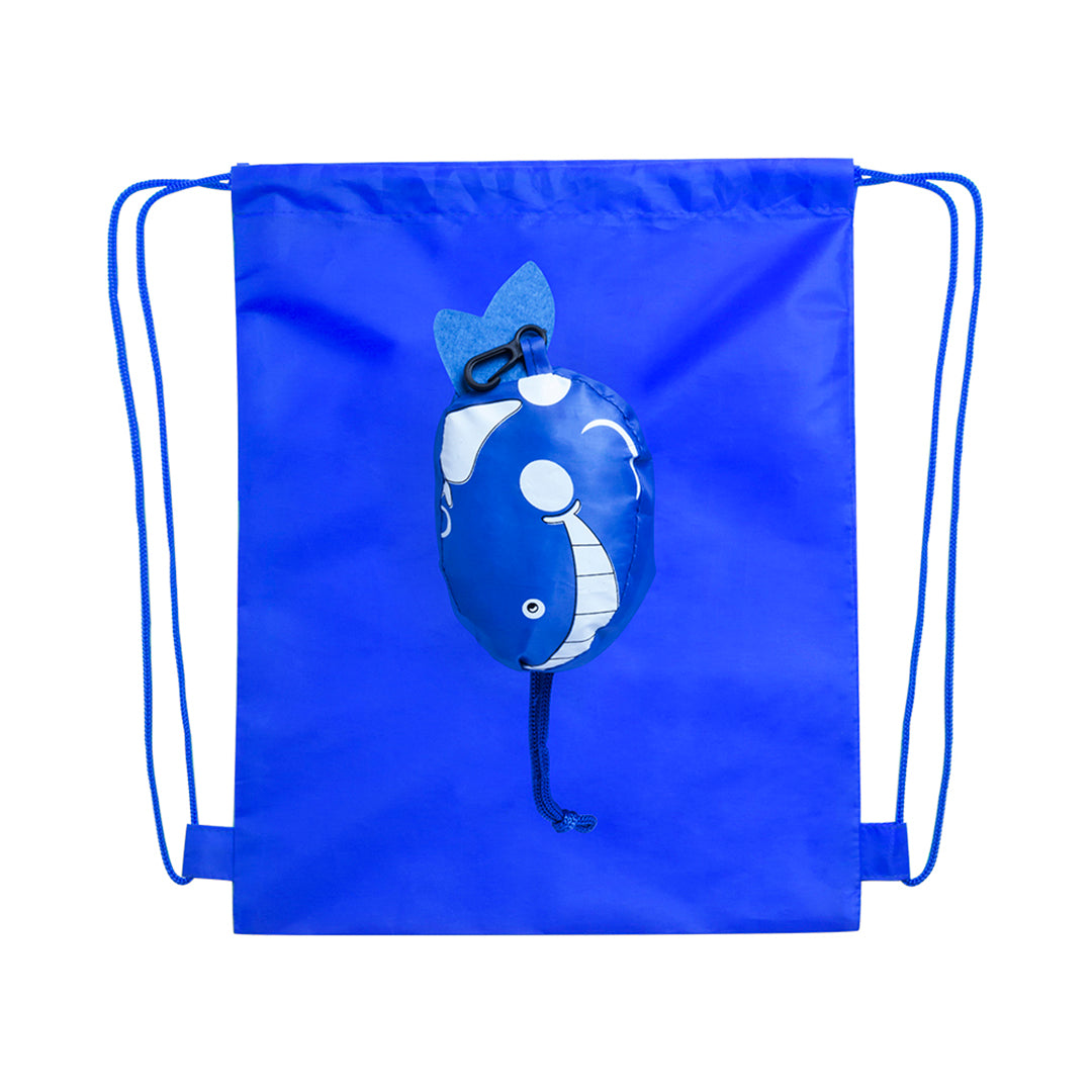 Opvouwbare tas met trekkoord Kissa blauw onbedrukt