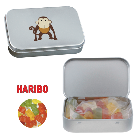 Scharnierblik met gummibeertjes bedrukken