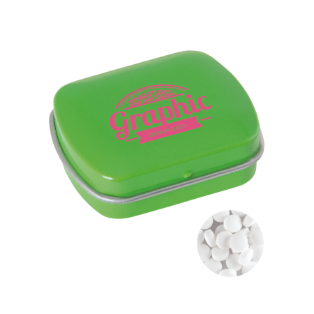 Klein blik met `triangle` mints full colour bedrukt sample