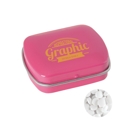 Klein blik met `triangle` mints full colour bedrukt sample