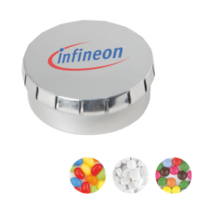 Rond click clack blik mints  met bedrukking