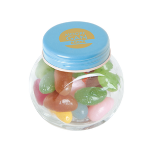 Glazen potje met jelly beans lichtblauw 2 kleuren 4531