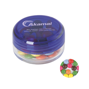 Rond potje met choco carletties donkerblauw 2 kleuren 10023