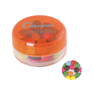Rond potje met choco carletties lichtblauw 1 kleur 10028