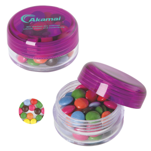 Rond potje met choco carletties lichtblauw 3 kleuren 10030