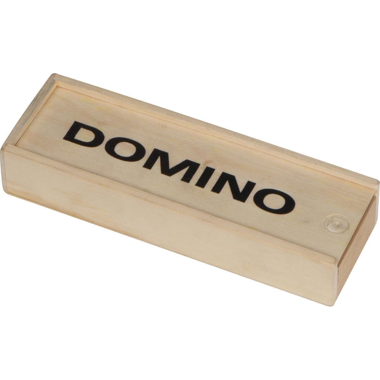 Dominospel in houten box sample