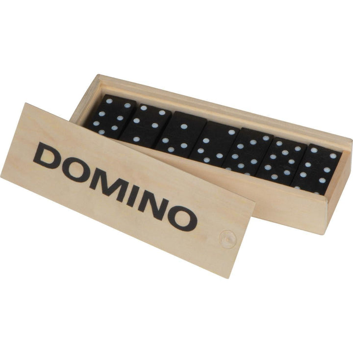 Dominospel in houten box sample