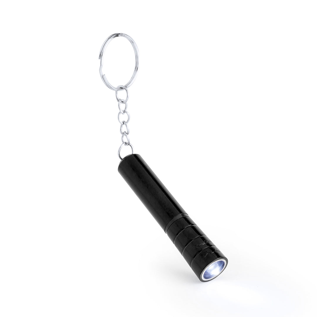 Sleutelhanger met zaklamp Flonse zwart onbedrukt