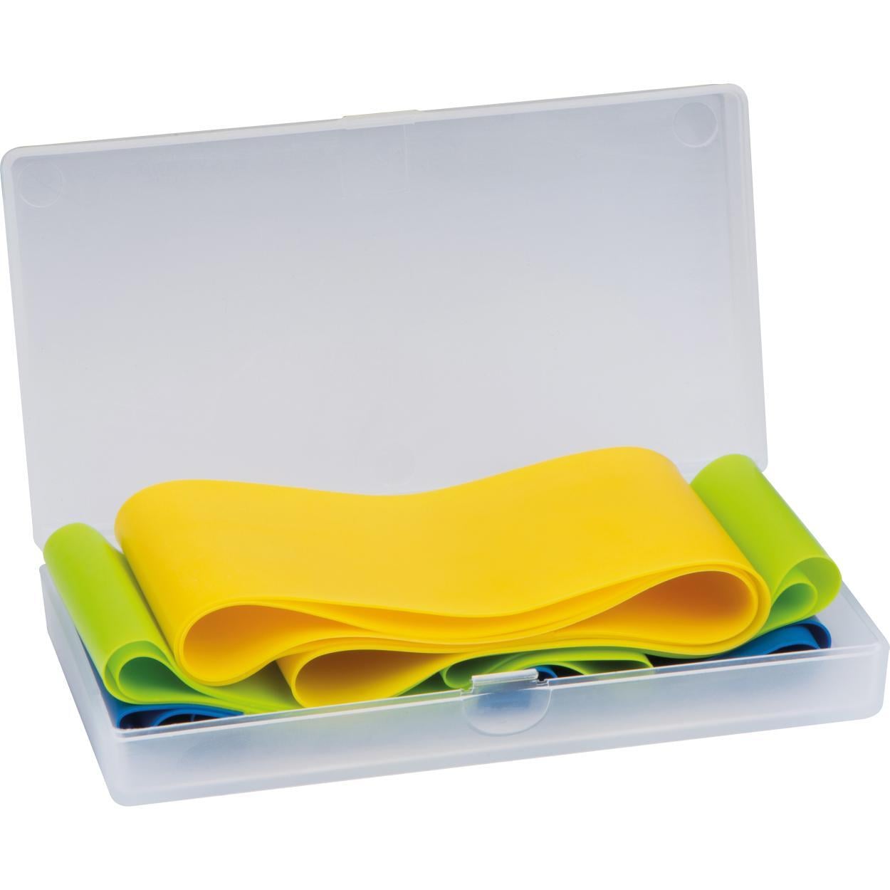 Elastische fitnessbanden in een kunststof box sample